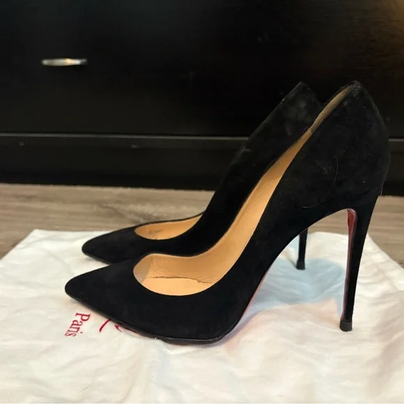 Christian Louboutin Black Suede Pointed Pumps - Picture 3 of 6